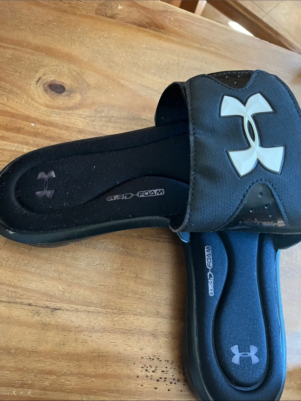 Under Armour Black and White Slide Sandals
